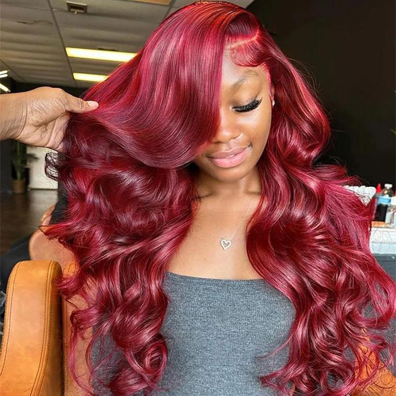 BABOSHOW 99J Burgundy Lace Front Wigs Human Hair Straight 13x6 HD Transparent Lace Frontal Wigs Human Hair Pre Plucked with Baby Hair 99J Body Wave Colored Lace Front Hair Wigs for Women