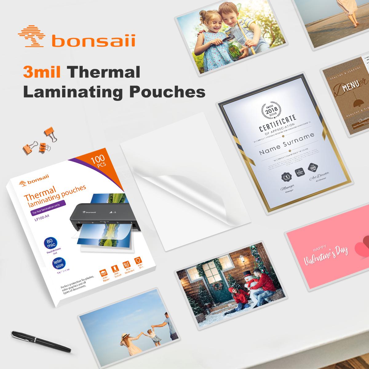 Bonsaii Laminating Sheets,100 PCS 3mil Thermal Laminating Pouches,9 x 11.5 inches, Letter Size,Clear and Durable,Suitable for Multiple Fields of Use