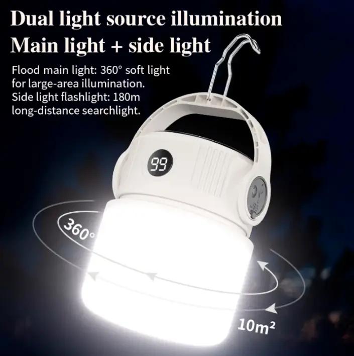 BougeRV Portable Solar Camping Lantern – LED Bulb with Hook, USB Rechargeable Hanging Tent Light, Table Lantern & Flashlight for Camping, Outdoor, Home, Office, Power Outages & Emergency Lighting