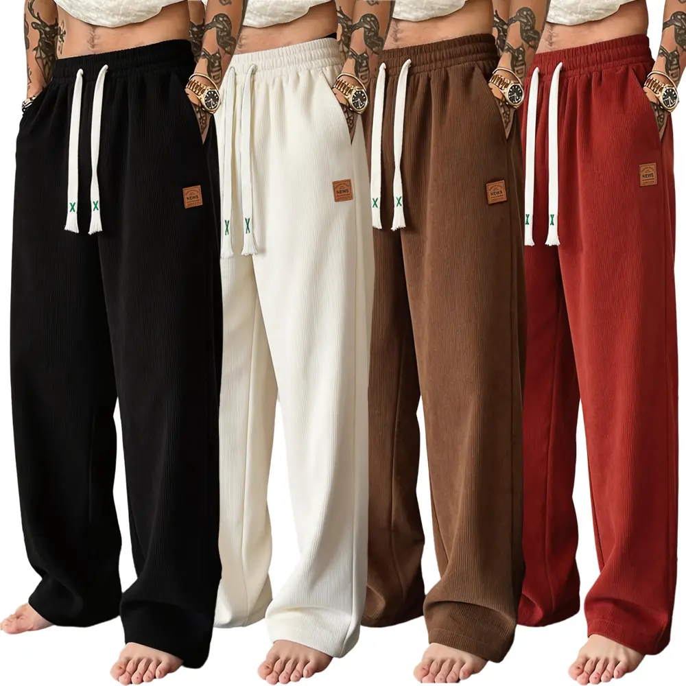 Men's Pants 4-Pack, Solid Regular Fit Athletic Sportswear, Casual Wear with an Adjustable Drawstring and Pockets, Casual Gym Wear, Everyday Wear