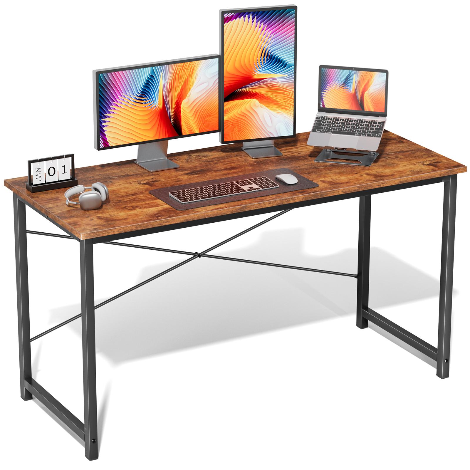 All-in-One Computer Desk for Home Office & Study, 31-63 Inch Modern Writing Desk, Sturdy Wood Office Table for Work or Gaming, Black/White/Brown #HomeOffice #WorkspaceSolutions