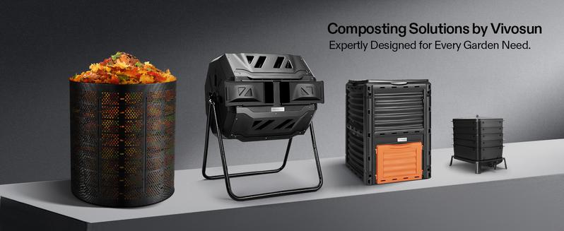 VIVOSUN Outdoor Tumbling Composter Dual Rotating Batch Compost Bin, 43 Gallon Black Door VIVOSUN Outdoor Tumbling Composter Dual Rotating Batch Compost Bin, 43 Gallon Black Door