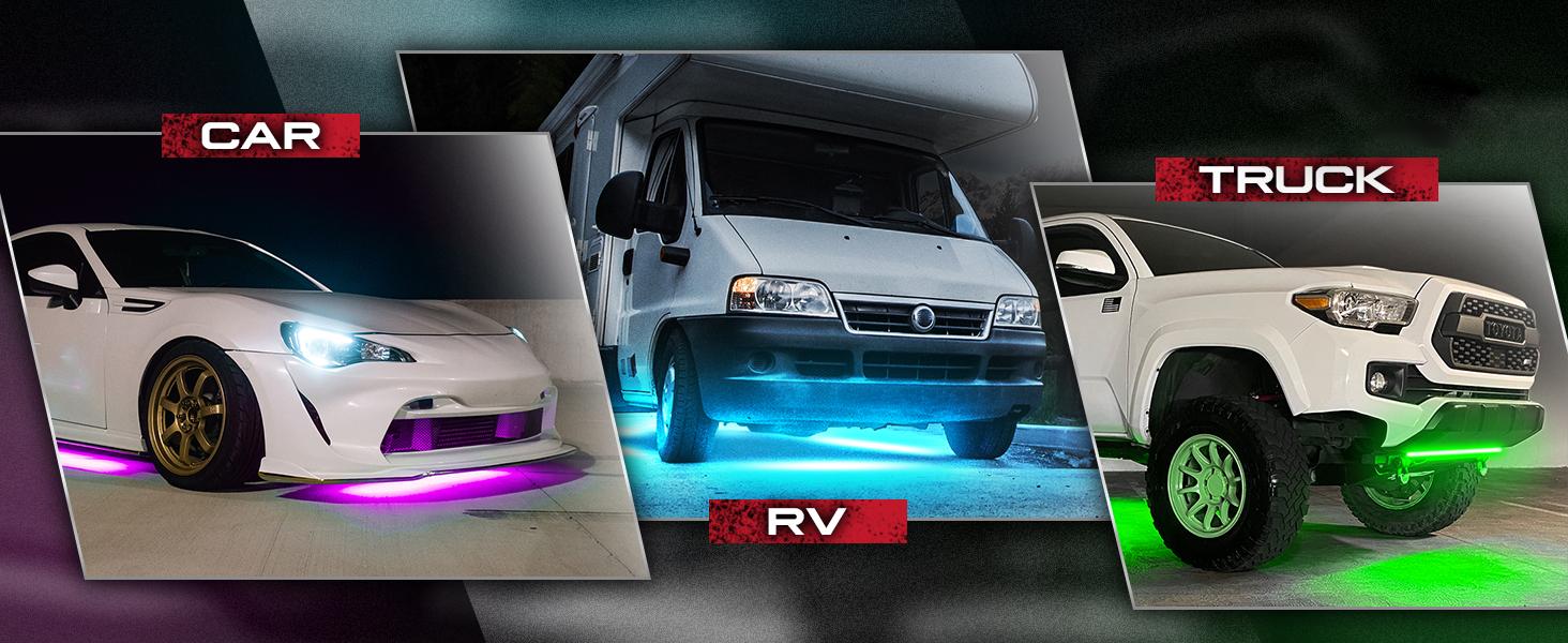 DIBMS 4 PCS Universal Underglow LED Lights Kit for Car with APP & Remote Control, RGB Multicolor Modes, Music Sync, Waterproof Light Bar, Exterior Neon Accent Underbody LED Lighting Kit singing lights cars underglow neon tubes DIBMS 4 PCS Universal Underglow LED Lights Kit for Car with APP & Remote Control, RGB Multicolor Modes, Music Sync, Waterproof Light Bar, Exterior Neon Accent Underbody LED Lighting Kit singing lights cars underglow neon tubes