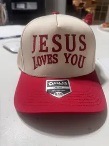 Jesus Loves You Hat - Red or Pink, One Size, Adjustable, 519