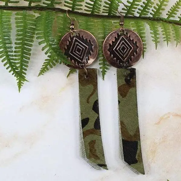 CAMO BRONZE EMBLEM EARRINGS