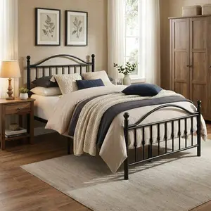 Metal Bed Frame, Heavy Duty Steel Platform Bed Frame No Headboard, Black Mattress Foundation, Noise Free Support, Easy Assembly, No Box Spring Needed