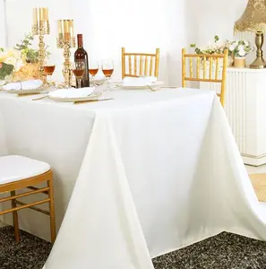 90"x156" Seamless Rectangular Premium Polyester (240 GSM) Tablecloth - Ivory (1pc)
