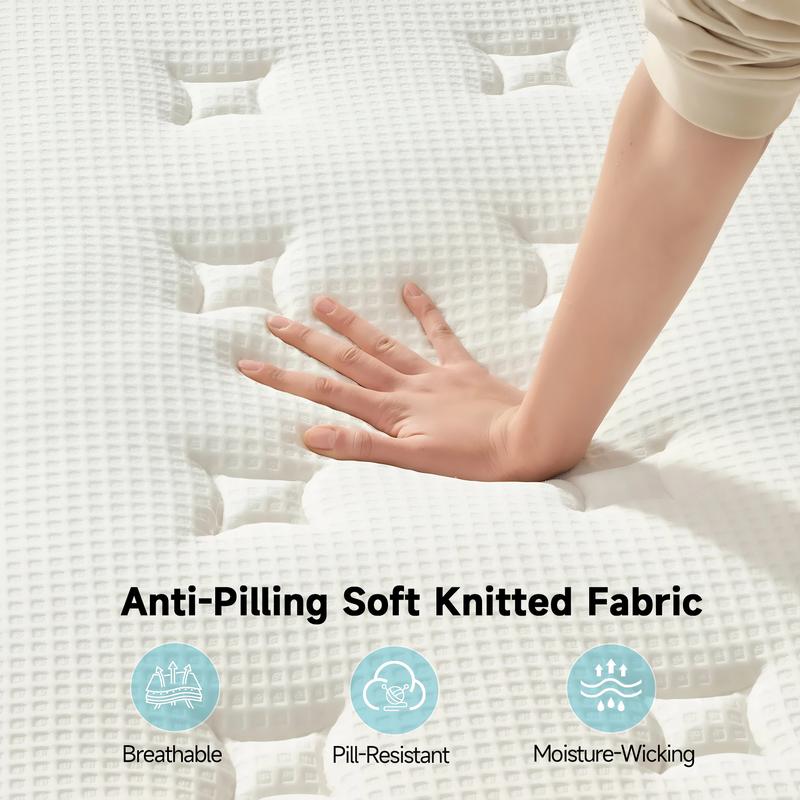 VIZIM Hybrid Mattresses in a Box, 10 & 12 Inch Twin Full Queen Size Mattress with Memory Foam & Pocket Springs, Medium Firm Bed for Pressure Relief & Motion Isolation, CertiPUR-US Certified