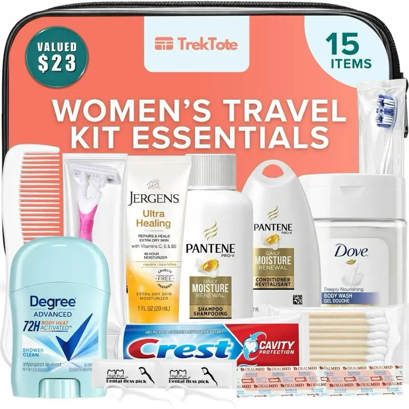 TrekTote 15 Piece Womens Travel Toiletry Kit