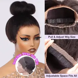 [360 Glueless Wig] Leniku 180 Density 32 34 Inch 360 Kinky Straight Glueless Wigs Human Hair Brazilian Yaki Straight 13x6 HD Lace Frontal Wig For Women Preplucked