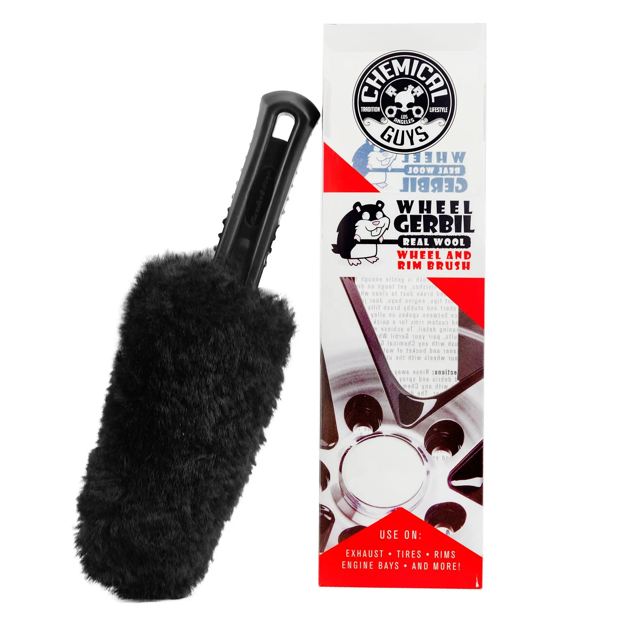 CHEMICAL GUYS Gerbil Wheel and Rim Brush - wheel cleaner & barrel brush, 100% sheepskin brush, scrubs, lifts, and traps dirt and grime, Car Detailing Brush