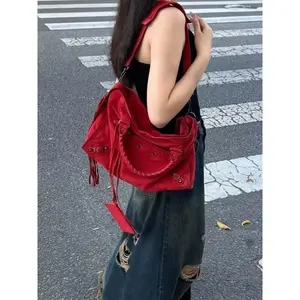 Women Bag Canvas Fashion 2024 New Fashion Red High-Capacity Shoulder Bag Pures and Bags Crossbody Girls Bag