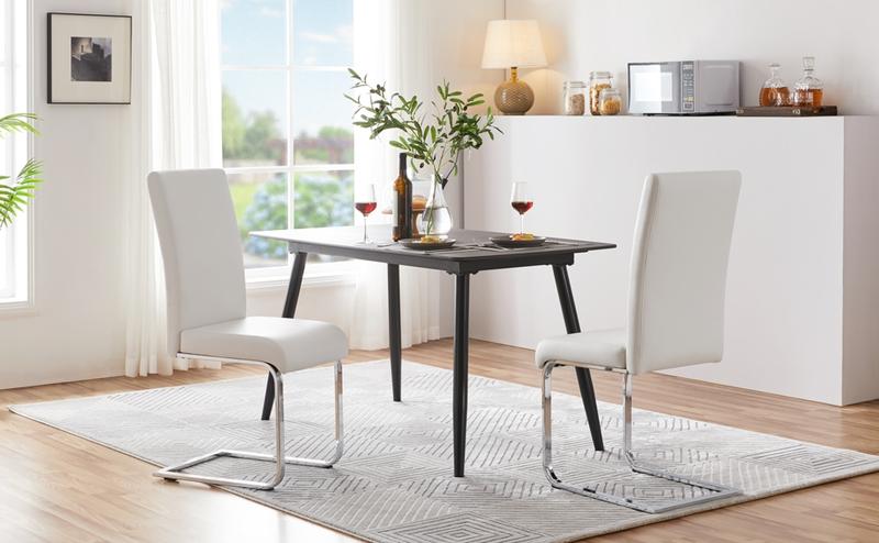 Yaheetech Dining Chairs Set of 2 Faux Leather Chairs with Metal Legs Modern Kitchen Chairs for Kitchen Dining Room Restaurant