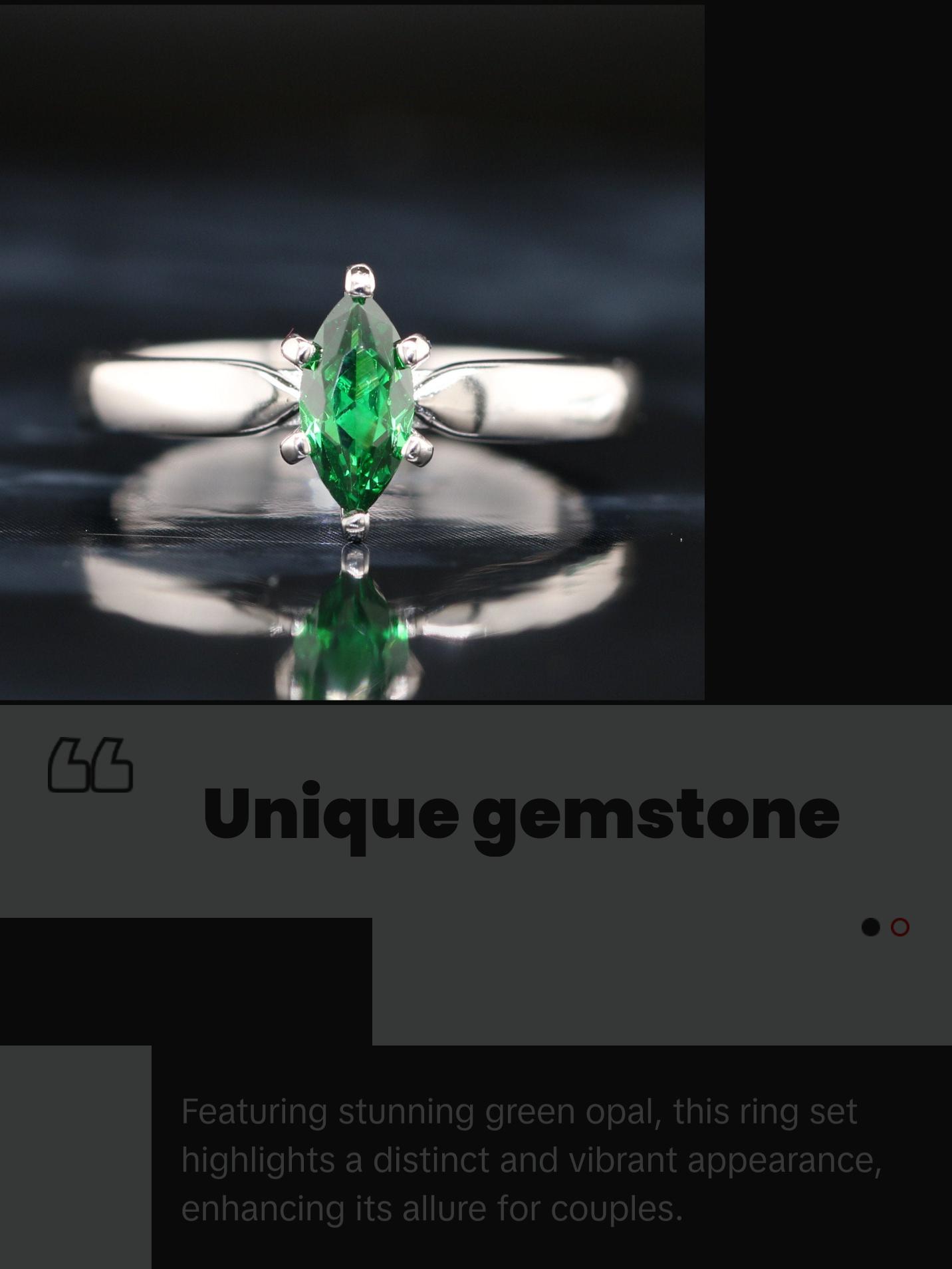 His and Her Green Opal Wedding Ring Set Green Opal Rings