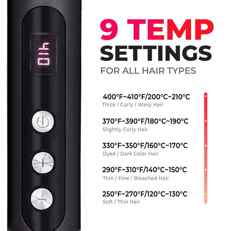TYMO Ring Plus Ionic Hair Straightener Brush - Straightening Comb with Negative Ions, 9 Temp Settings & LED Display, Professional Styling Tools, Comfort, Salon, Black Red