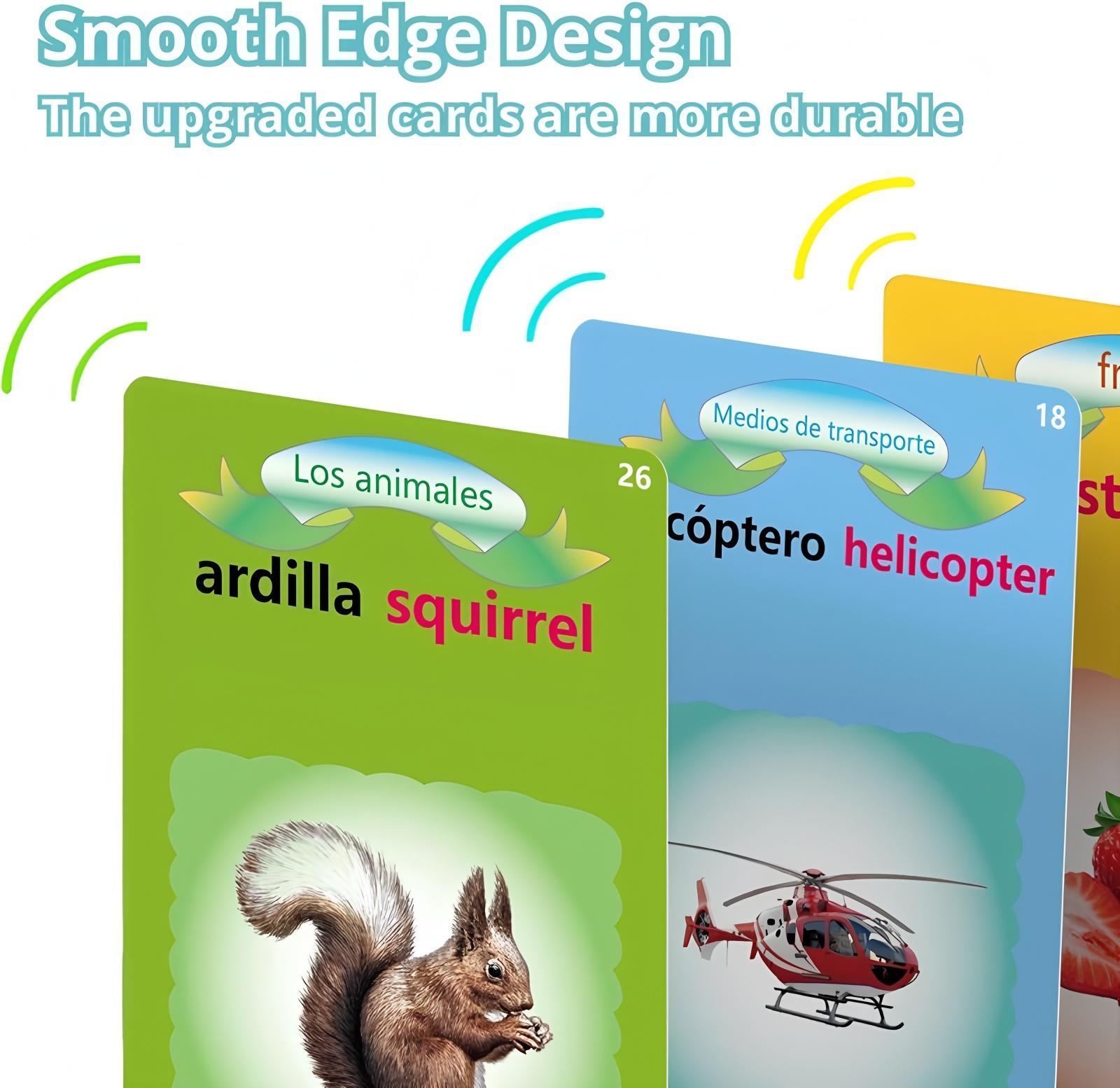 KIDGENIUS Bilingual English & Spanish Talking Flash Cards for Toddlers - 224 Sight Words Interactive Educational Toy for Kids Ages 1-8 - Perfect for Children’s Day & Summer Holidays Sensory