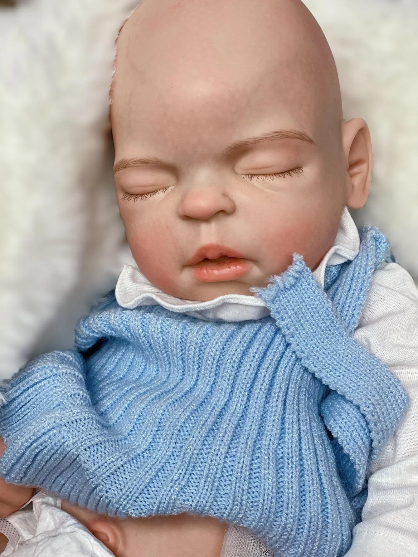 Reborn Baby Doll 22"/55 cm Full Body Soft Silicone Sleeping Reborn Baby Girl Realistic Newborn Doll with Certificate & Accessories Perfect Christmas & Birthday Gift Collector's Item