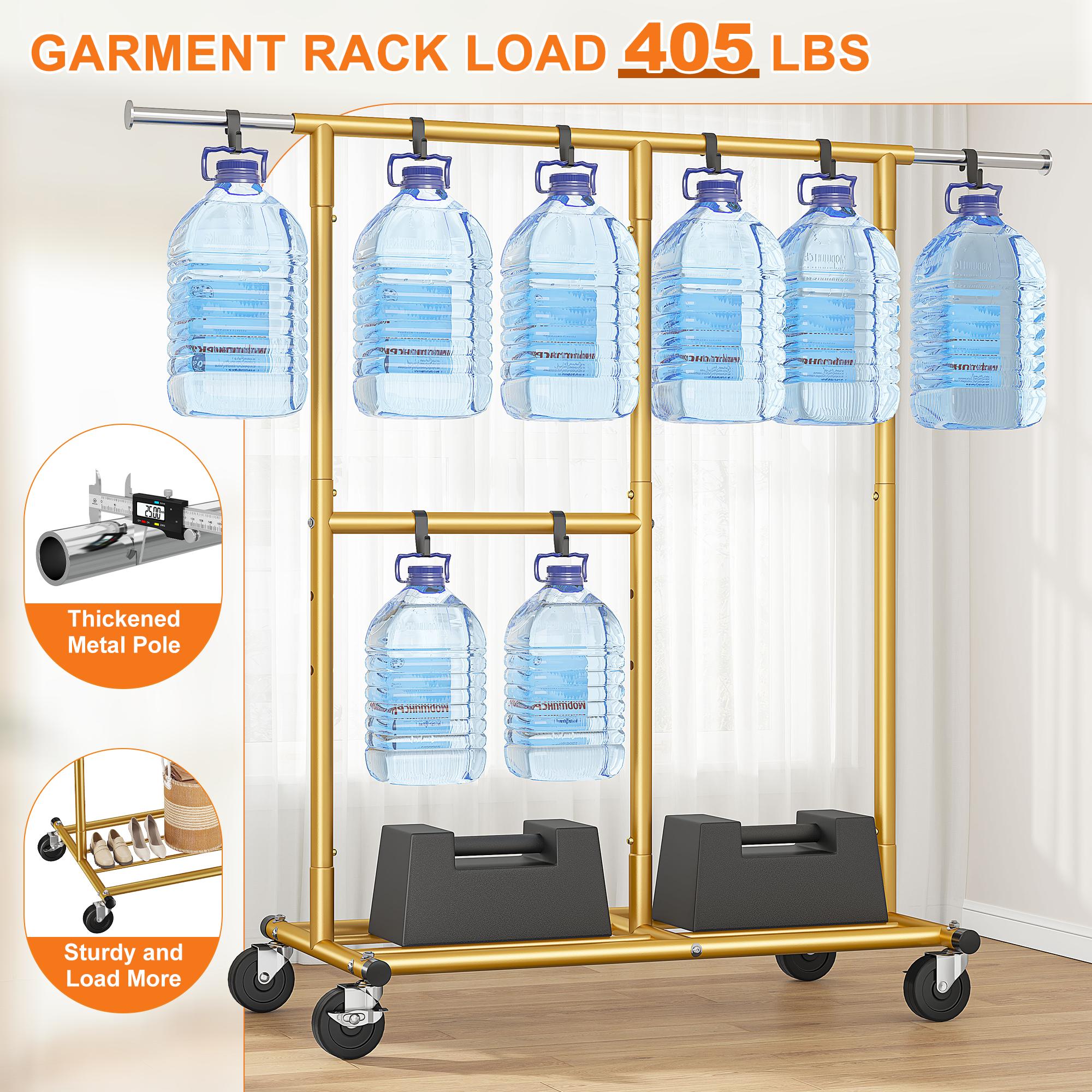 BePatio Heavy Duty Clothes Rack with Wheels Adjustable Portable Rolling Clothing Racks for Closet Bed Room Laundry Room Commercial Use Max Load 298 LBS Hang 150+ Clothes Metal Clothes Rack Rust-Off Resists Rust with Premium Coating Metal