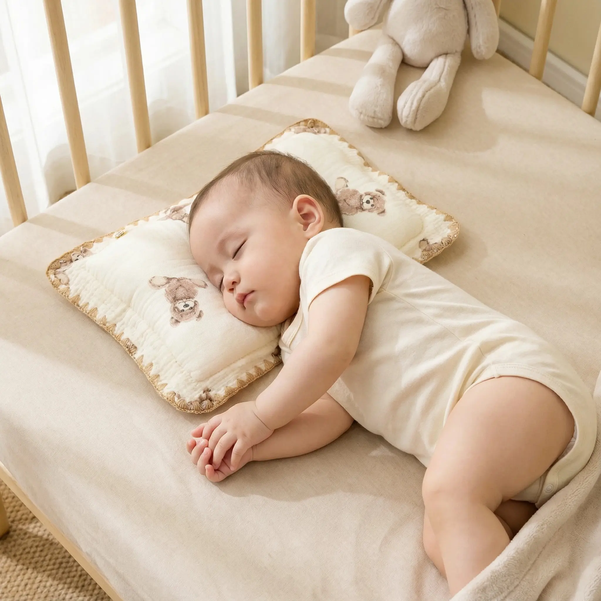 Baby, Toddler & Infant Soft Lightweight Pillow, Breathable Light Design, Heart Pattern, No Fluorescent, Size 23x35cm, Prevents Head Flatness, Soft Warm Bedding, Cartoon Printed Bedding