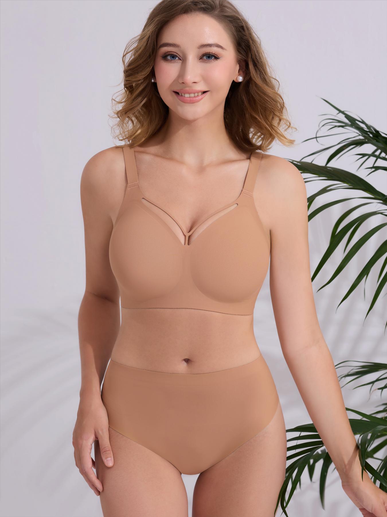 COKE Leopard Jelly Wireless Push Up Bra 1PC - Seamless Deep V Bralette for Women |    Comfy T-Shirt Bra for Everyday Wear (S-3XL)