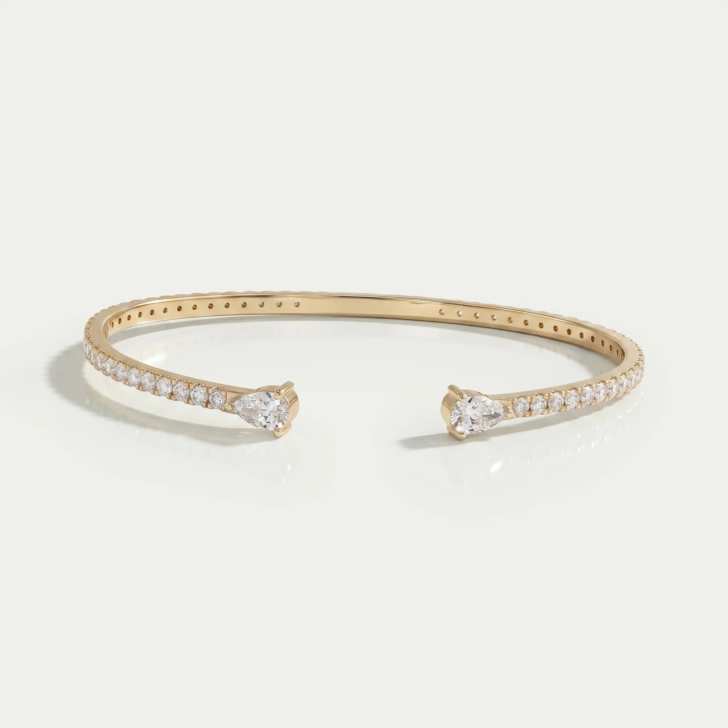 Pear and Round Lab Grown Diamond Open Cuff Bangle