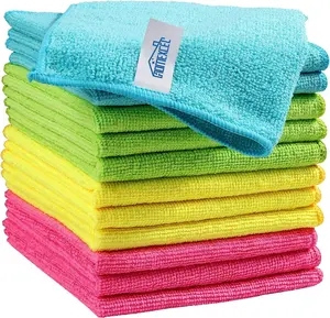 Microfiber Cleaning Cloths 12 Pack, Reusable Cleaning Towels Assorted Colors for Kitchen, Car, Glass & Household Cleaning (11.5"x11.5")