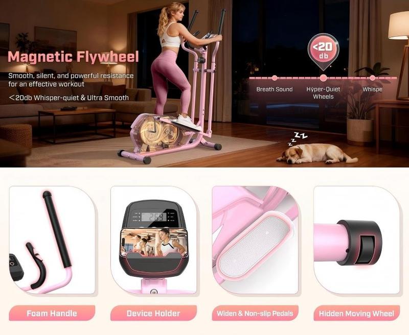 ANCHEER Elliptical Machine with 15-Inch Stride & 400LBS Capacity Ultra-Quiet Magnetic System 14 Resistance Levels for Home Exercise