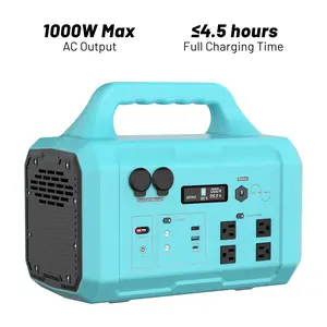 1024Wh LiFePO4 Battery Portable Power Station, 1000W (Peak 2000W Output) Solar Generator, Fast Charging, Suitable for Family Emergency & Outdoor Camping (200W/400W Solar Panel Optional)