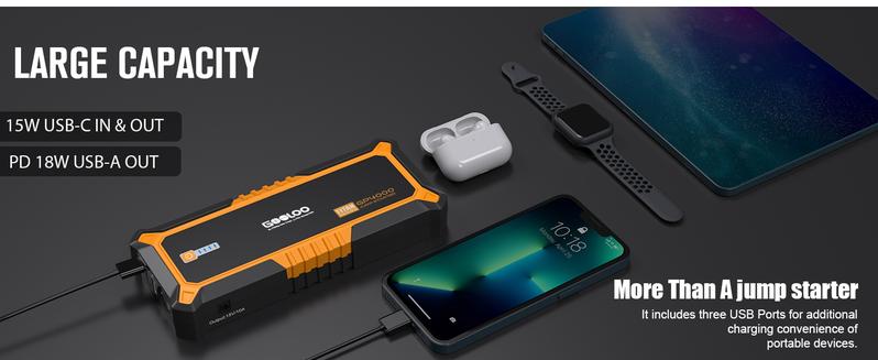 GOOLOO GP4000 4000A Car Jump Starter Peak Current, SuperSafe 12V Lithium, Portable with USB Quick Charge GOOLOO GP4000 4000A Car Jump Starter Peak Current, SuperSafe 12V Lithium, Portable with USB Quick Charge