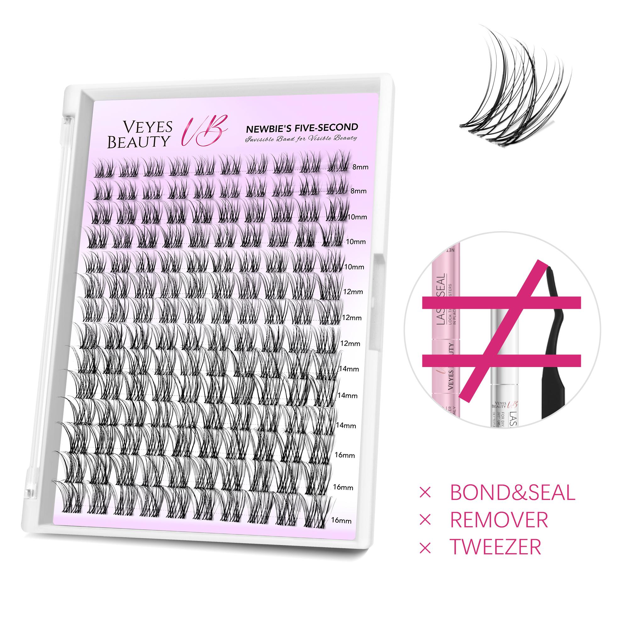 VEYESBEAUTY Aliva Cluster Lashes individual Lash Extensions Layered Wispy Faux Mink Lash Newbie's Five-Second DlY Mixed Length for Self Application Makeup atHome Cosmetic Eyelashes Extensions