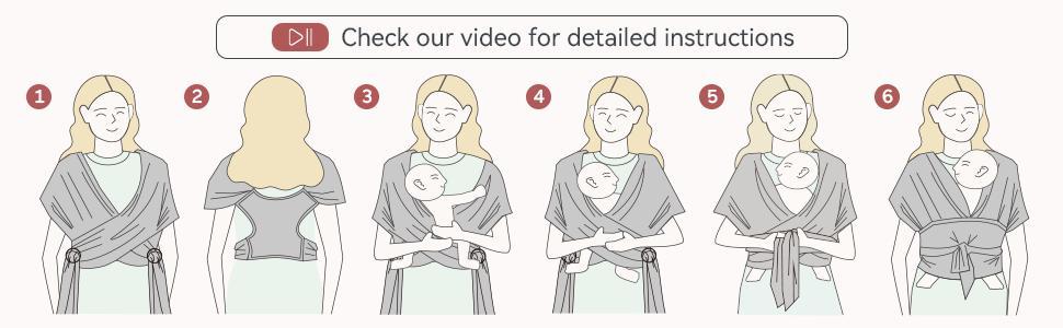 Momcozy Baby Wrap Carrier, All in 1 Original Breathable Baby Sling Lightweight Hands Free Baby Slings Adjustable Baby Carriers for Newborn up to 50 lbs