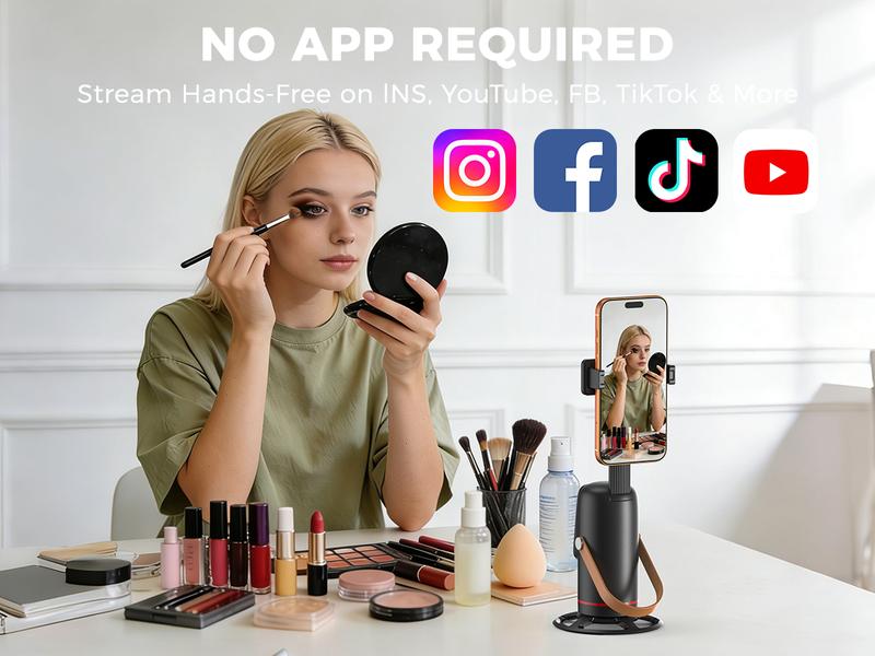 Auto Face Tracking Tripod, with Gesture Control Functon ,360° Rotation Face Body Phone Camera Mount Smart Shooting Phone Tracking Holder for Live Vlog Streaming Video, Accessories Selfie 360 Rotating Phone Stand Smartphone Vlogging Kit