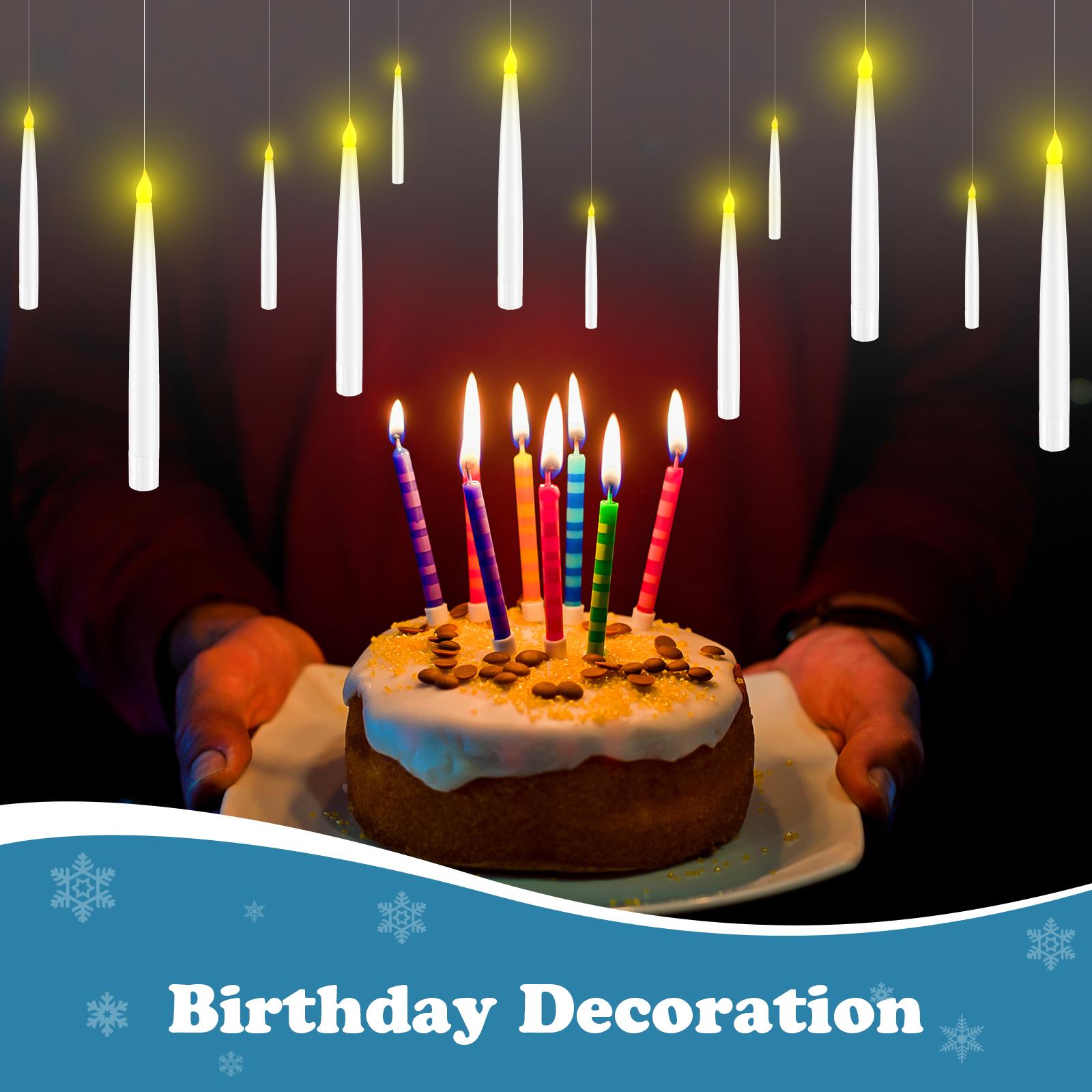 Flameless Candles with Magic Wand Remote for Christmas Decor, 6.6" Floating Candles Battery Operated Hanging Window Candles, Flickering Electric LED Candle for Christmas Halloween Decorations