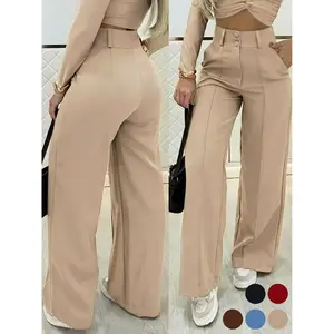 Simple double breasted wide pants are essential multifunctional pants for commuting