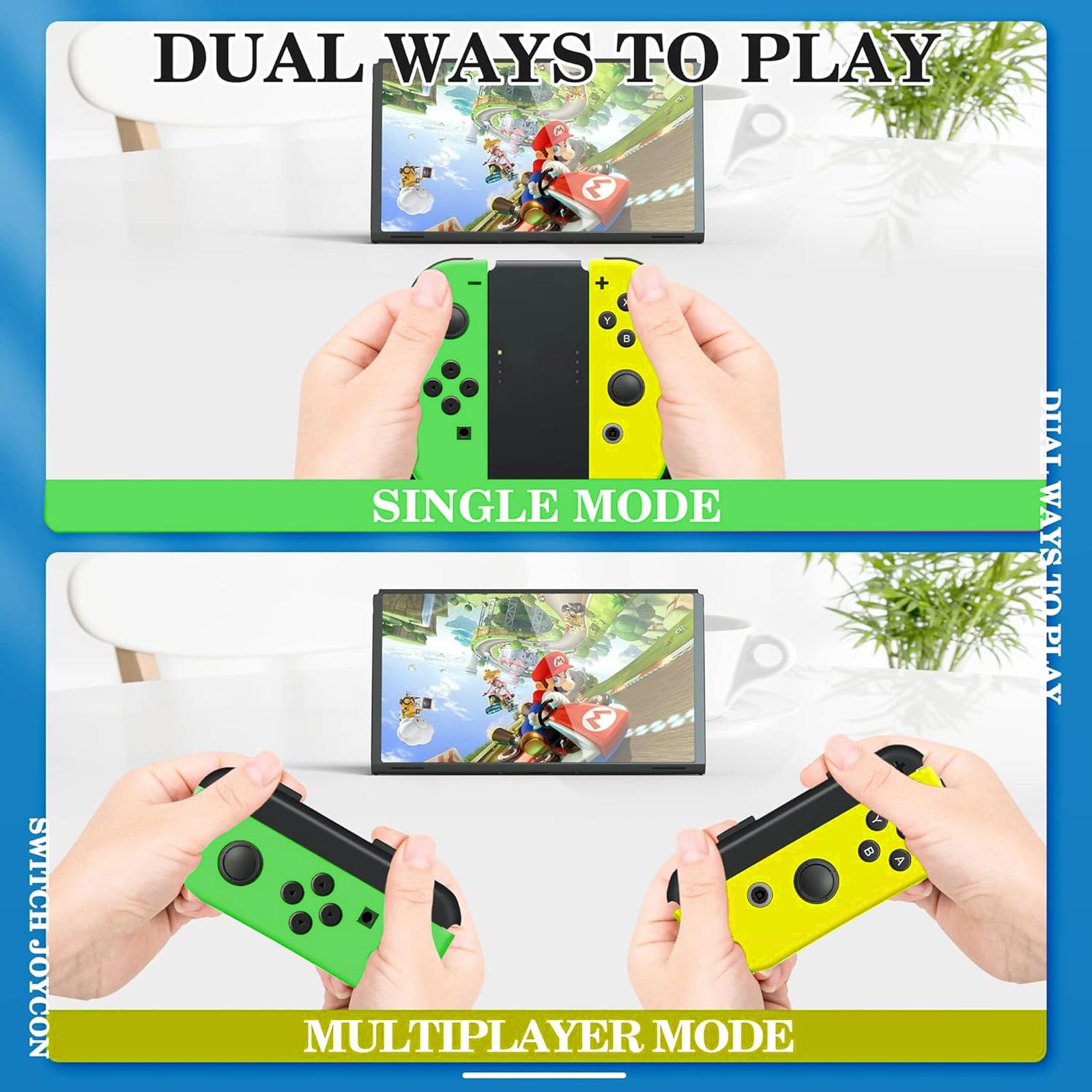 Wireless Joypad L/R Controller for Nintendo Switch Green/Yellow Ergonomic Dual Vibration Motion Bluetooth Console Game Controllers