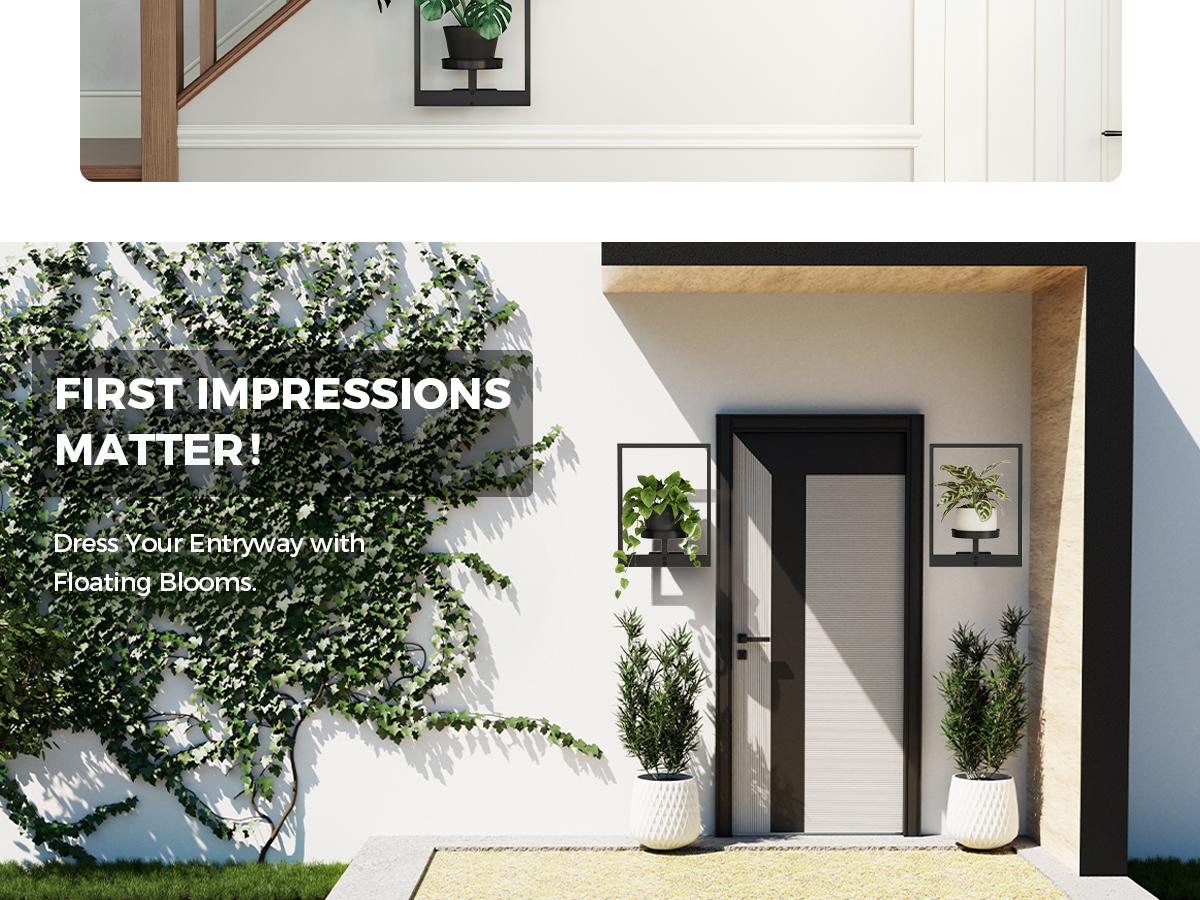 Bamworld Hanging Planters for Indoor Plants Wall Decor Living Room Plant Stand 3 Pack Metal Frame Design for Window Shelves & Outdoor Entryway Christmas Gifts