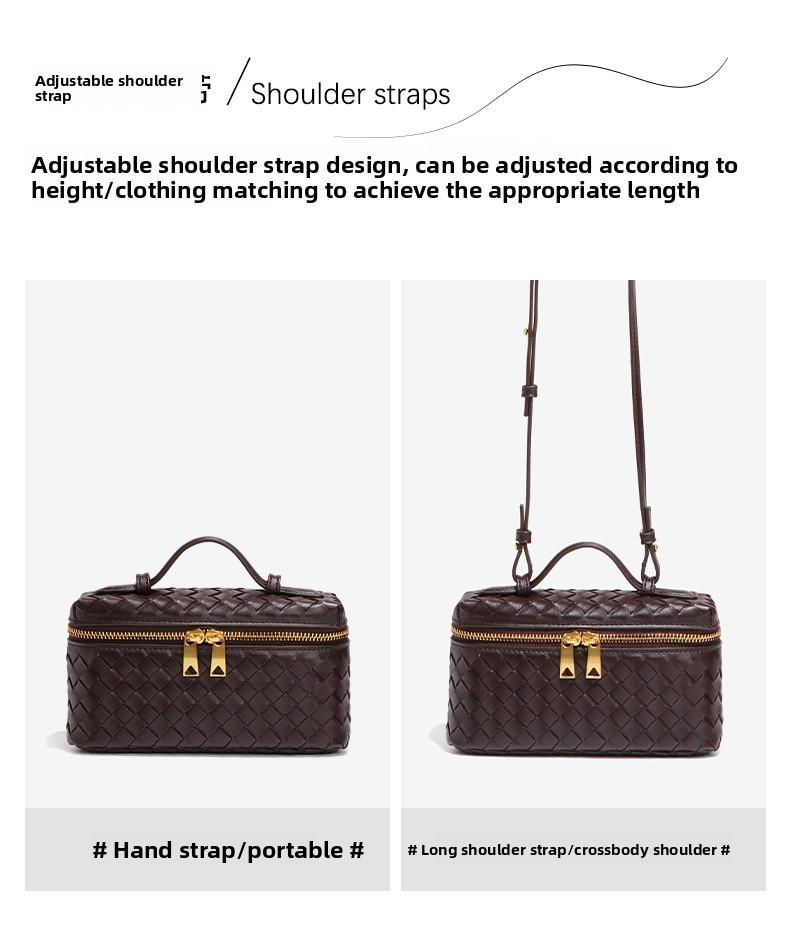 2025 New Handmade Woven Crossbody Lunch Box Bag Fashionable Versatile Two-Way Zipper Closure Handheld Women’s New Single Shoulder Small Square Bag