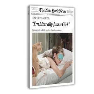 Trendy Newspaper Magazine  Art, I‘m Literally Just A Girl Canvas  Art Home Decor, For Bedroom Living Room restaurant wall golf cheese heads