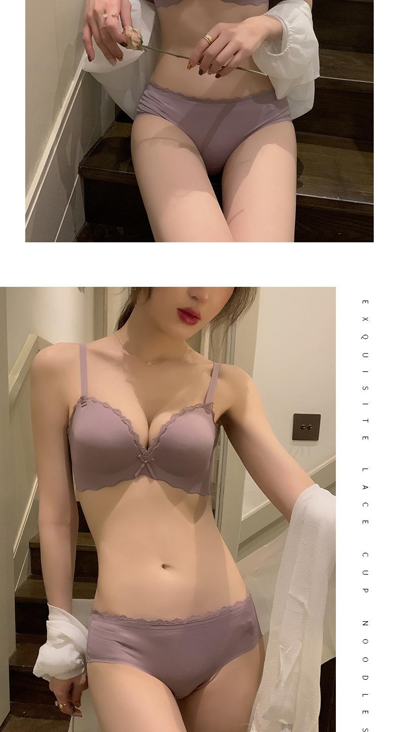 Women's Push Up Bra Small Chest Gathering Solid Color Thin One Piece Seamless Comfortable Teenage Wireless Padded Bra Set