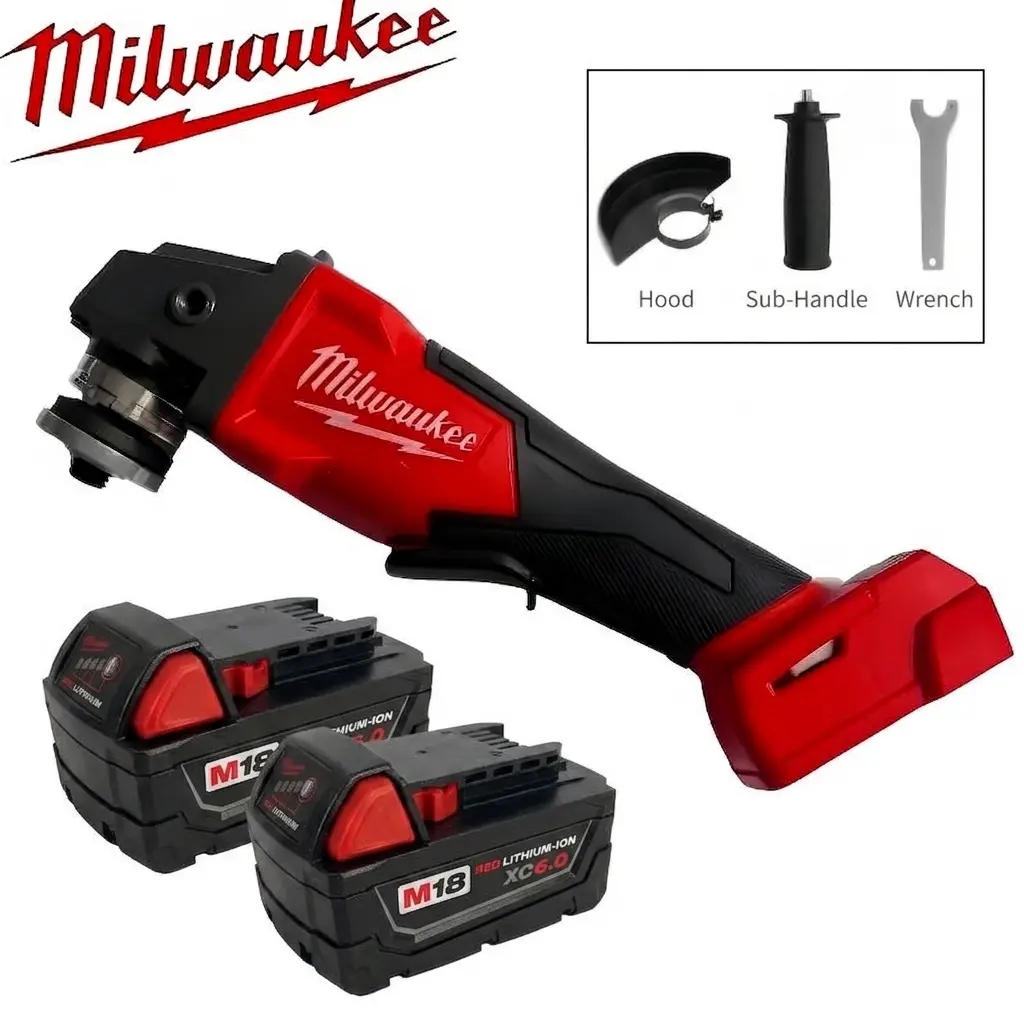 Milwaukee M18 18V Cordless Brushless Angle Grinder - 125mm Slim Grip Rechargeable Grinding Tool, Heavy-Duty Power Tools Grinders with Variable Speed Control for Auto Repair, Fabrication, Cordless Angle Grinders