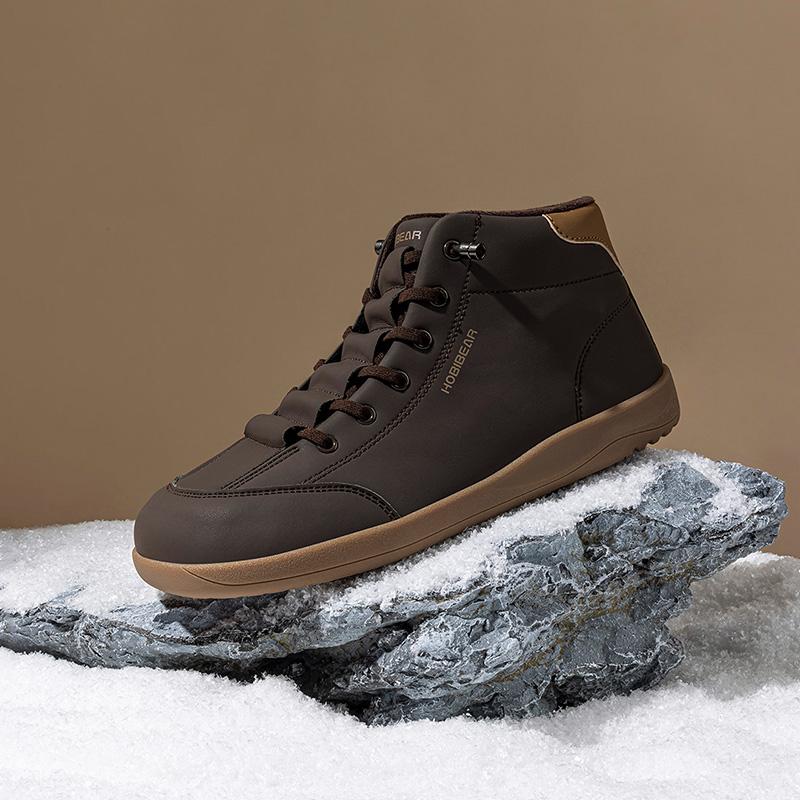 HOBIBEAR Winter Fleece Lined Wide Toe Shoes Spring Autumn Men's Sports Shoes Mid Top Flat Women's Skate Shoes