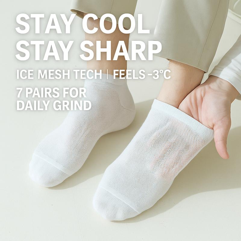 Cooling AC Socks [7-Pair Pack] – Antibacterial, Moisture-Wicking, Built for Summer Comfort