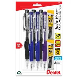 Pentel Twist-Erase Click Mechanical Pencil, 6 Pack with 2 Pack of Lead Refill
