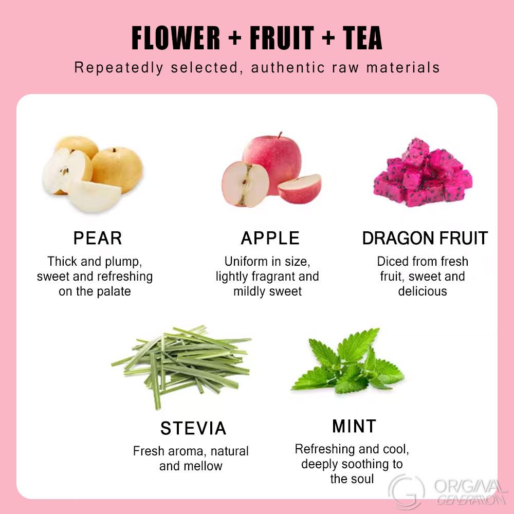 Beauty Tea Lemon Rose Oolong Tea Summer Limited Edition  (7.5g×10packs) With Lemon,Apple,Dragon Fruit,Pear,Oolong Tea,Rose,Citronella,Mint