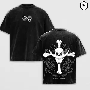 Whitebeard Pirates Edward Newgate One Piece Anime Double Sided Vintage Washed T-Shirt Hoodie Sweatshirt - Heavyweight Cotton Oversized Streetwear Tee
