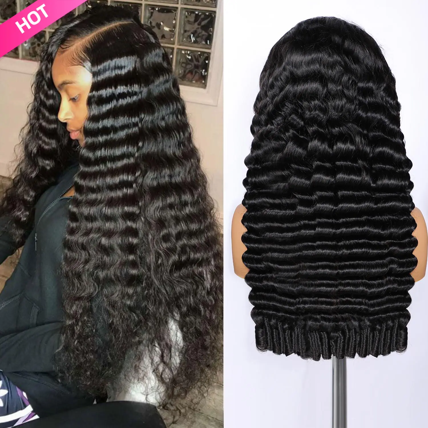 【Hot Sale】Lemoda 13x6 Burmese Loose Deep Wave Curly Wig Human Hair 200 Density 13x4 Curly Lace Front Wigs Human Hair HD Transparent Lace Wig Pre Plucked 15A Burmese Virgin Human Hair Wigs for Women