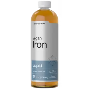 Horbäach Iron Supplement Liquid | 16 Fl Oz | Vegan & Vegetarian Formula | Non-GMO and Gluten Free