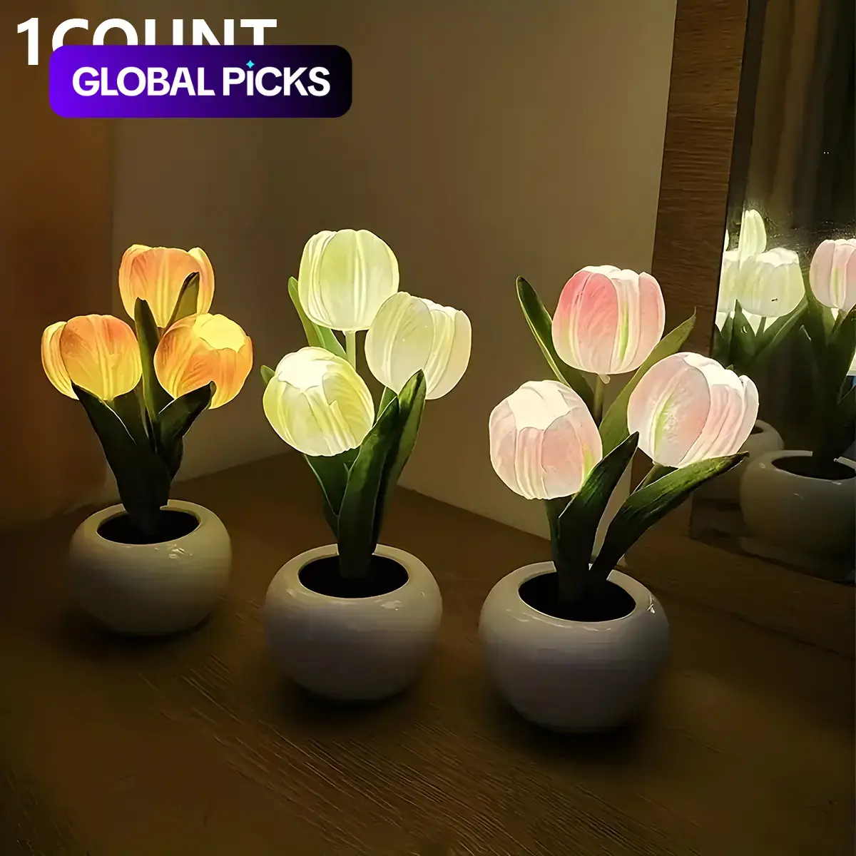 Tulip LED Night Light with Vase, Simulated Tulip Table Lamp for Home Decor, Color-Changing Mood Light, Decorative Lamp, Decorative Lights, Christmas Gift for Girlfriend #GLOBAL PICKS
