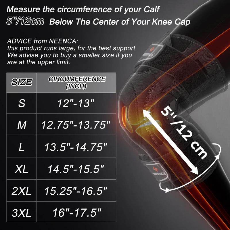 【Christmas】NEENCA Sports Knee brace Sleeve for Runner, Workout, Gym, Basketball, Volleyball, Hiking Spicy Dill knee pain Tool Black Protective Gear