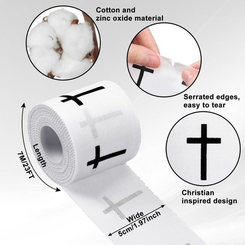 2 pcs Cross Tape Christian Athletic Tape | 2in x 23ft Jesus Cotton Wrist Wrap for Soccer, Football, Baseball, Boxing | Durable Sports Wrap for Gymnastics & Active Wear | Perfect Christian Church Gifts & Faith-Based Accessories
